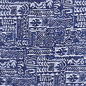 服装 水墨抽象 面料Diy布料汉服布 棉麻布 亚麻布 蓝底白花 印花布