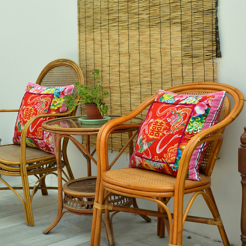 丹凤创意中式复古系类花布抱枕套