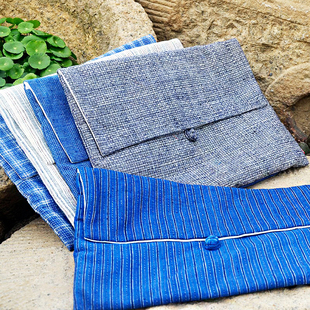 丹凤创意上海手织布土布粗布手工包便携文件包收纳袋夹棉电脑包