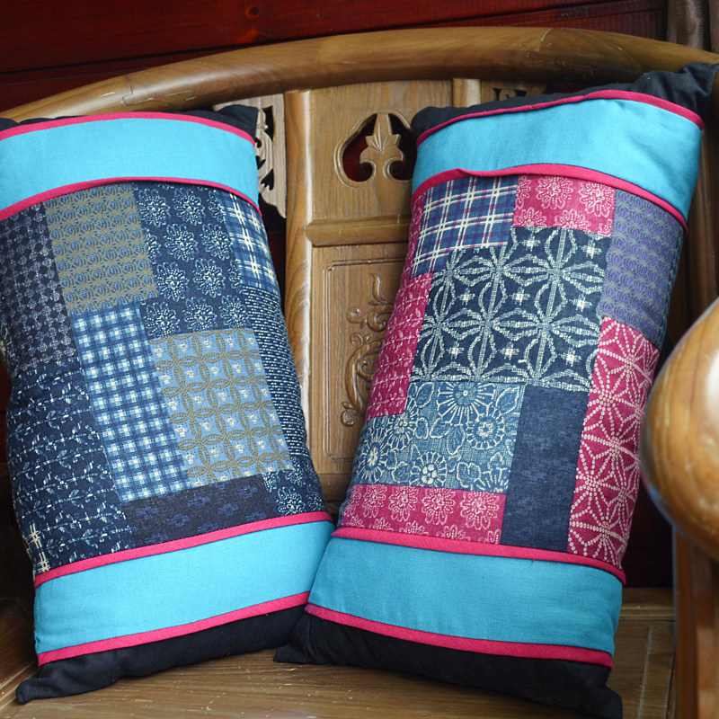 Danfeng Original Chinese style Cotton and hemp Patchwork printing Geometry pattern Lumbar pillow pillow Pillow Two color into(Containing core)in the Home Fabric , Pillow/Pillow  category - from Buy2taobao.com to provide professional Taobao agent buy service