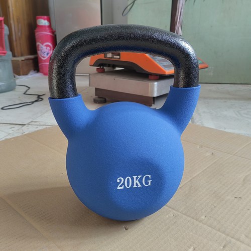 20kg实心铸铁浸塑一体成型壶铃男女健身消防训练高26宽21粗3.4cm