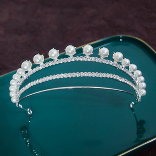 2020新款 气质新娘头饰皇冠发箍婚纱礼服配饰品 优雅仿真珍珠韩式