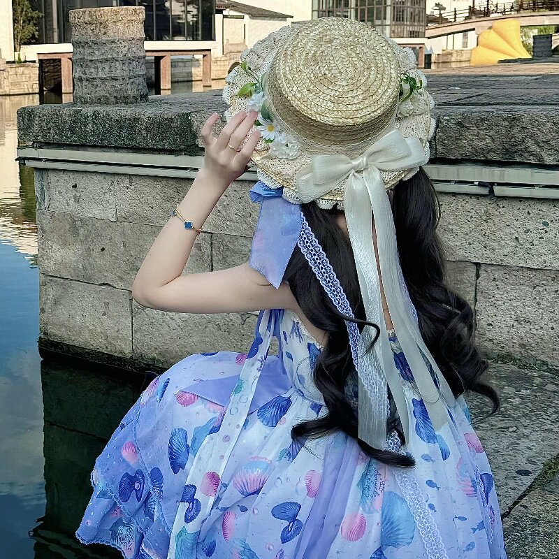 原创手作田园风洛丽塔多色遮阳帽图片