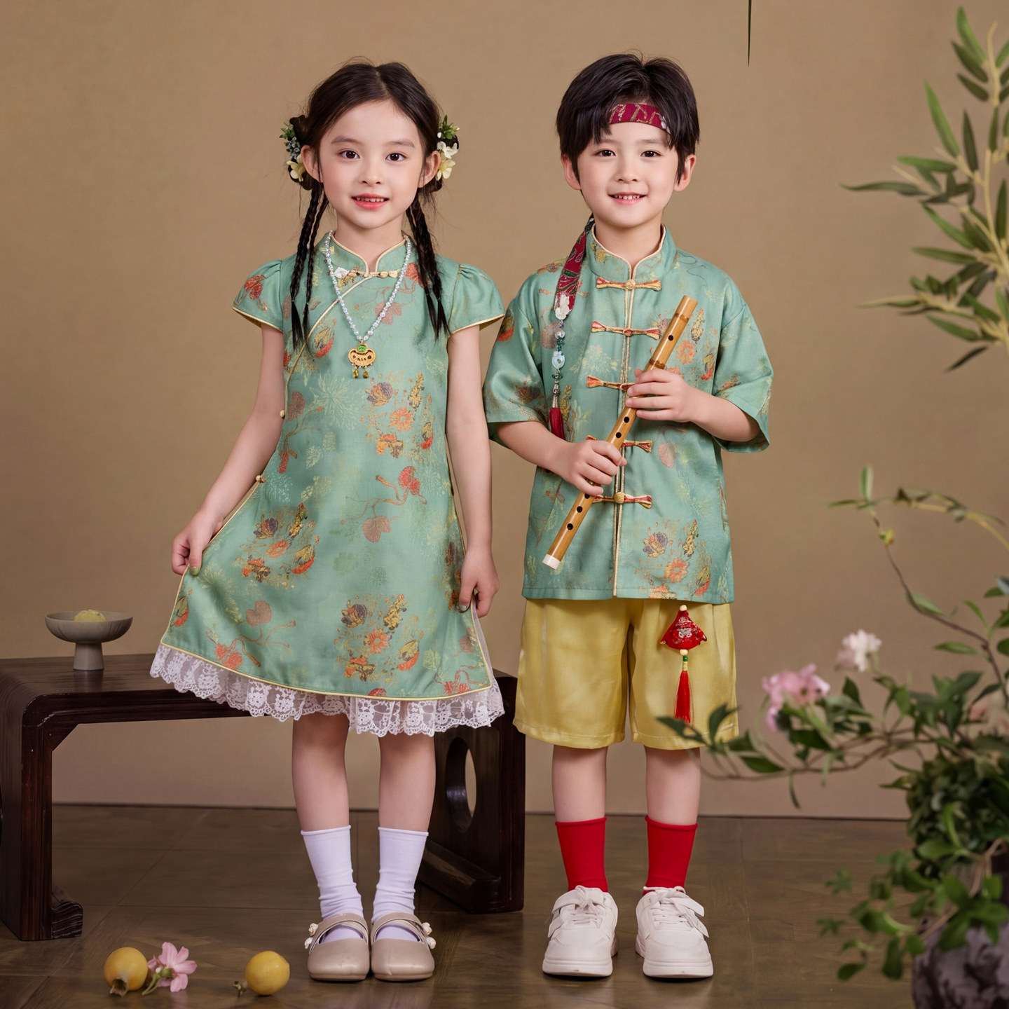 儿童汉服套装男女童夏季中国风古装连衣裙男女孩中秋节演出表演服