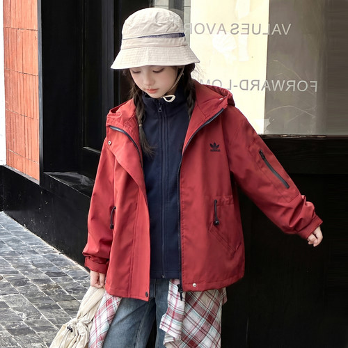 女童三合一可拆防风冲锋衣秋款潮