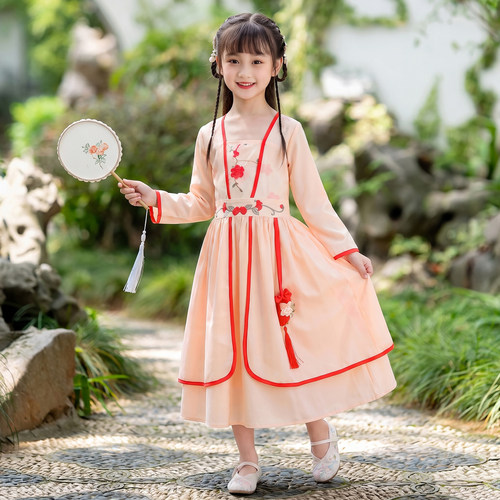 小女孩古风刺绣长袖汉服襦裙新款