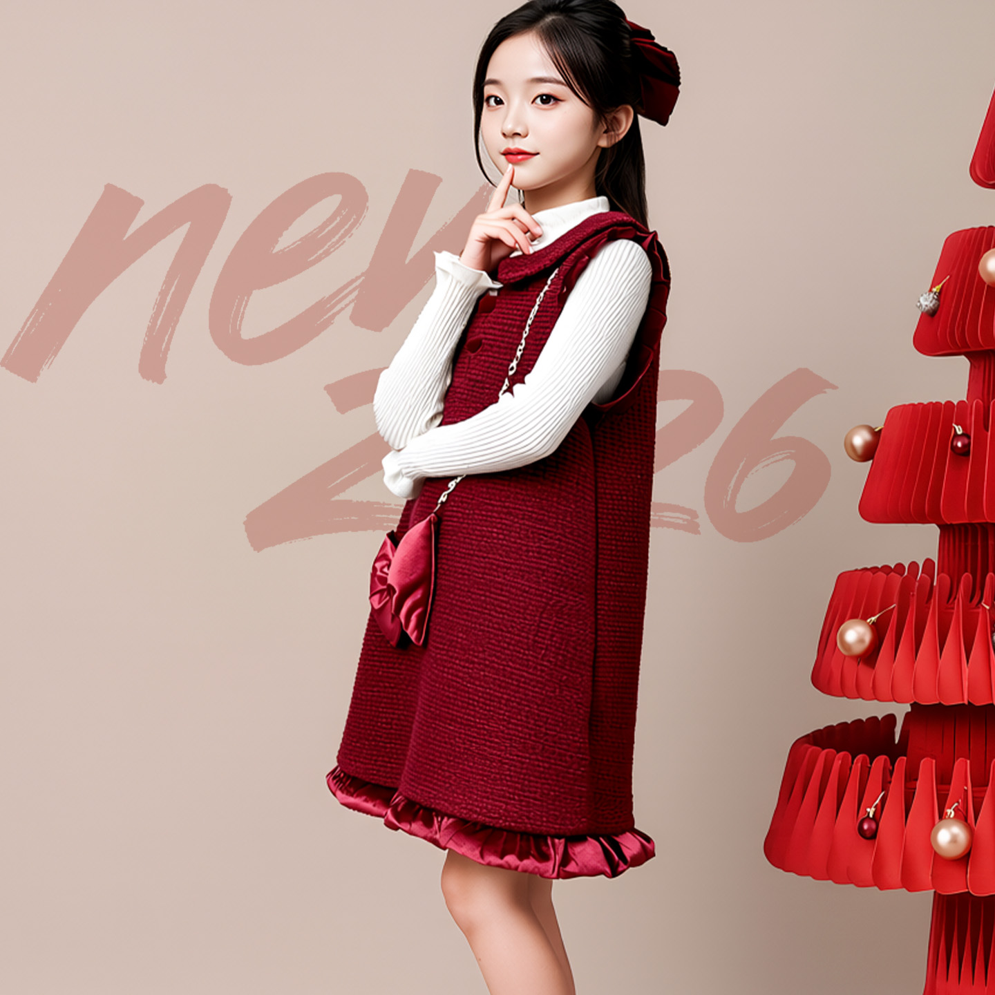 女童小香风过年连衣裙拜年服