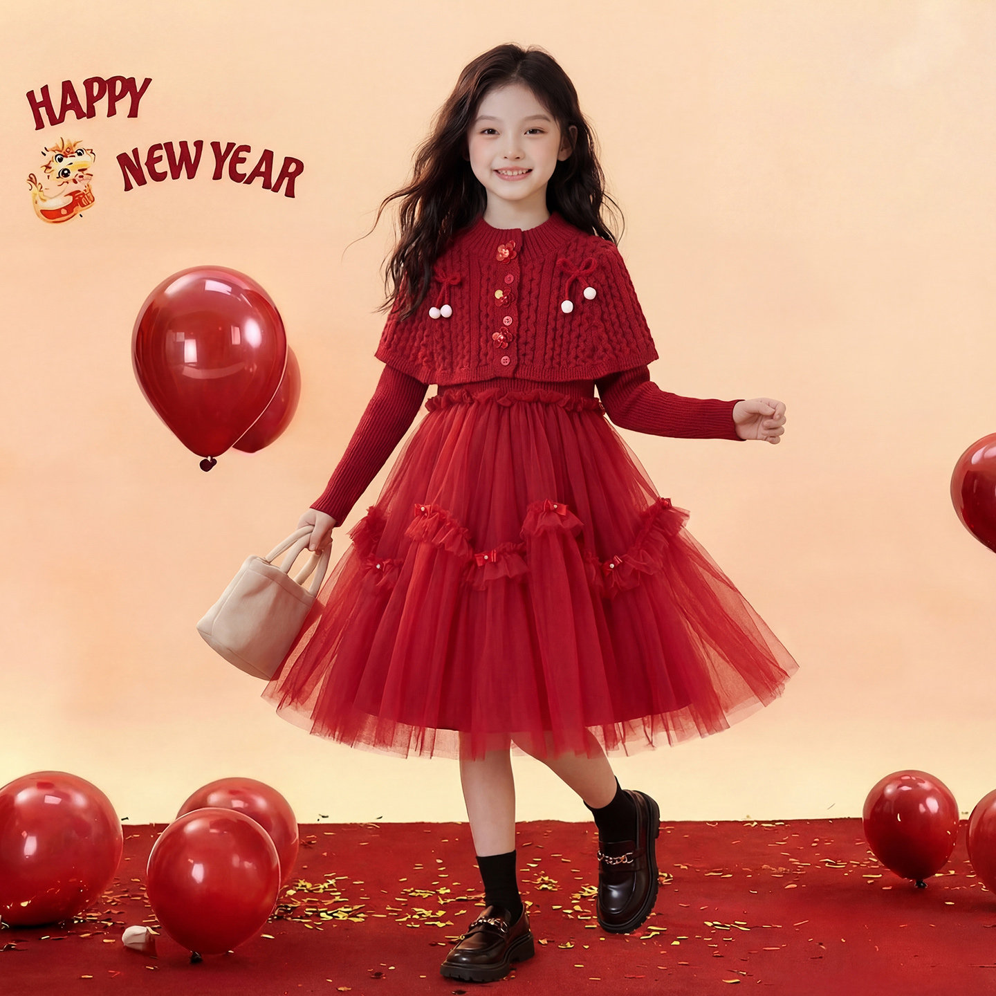 女童红色新年套装秋冬2025新款纱裙儿童公主裙女孩洋气时髦拜年服,童装/婴儿装/亲子装,套装,淘宝优惠券,粉丝福利购,淘宝优惠卷