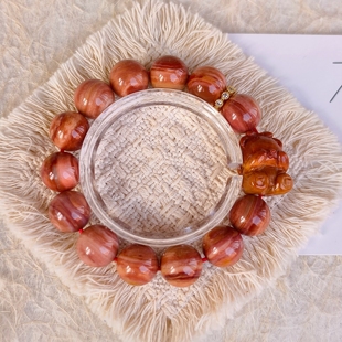 仅一串！编号258天然阿拉善彩玉玛瑙手串女生生日礼物