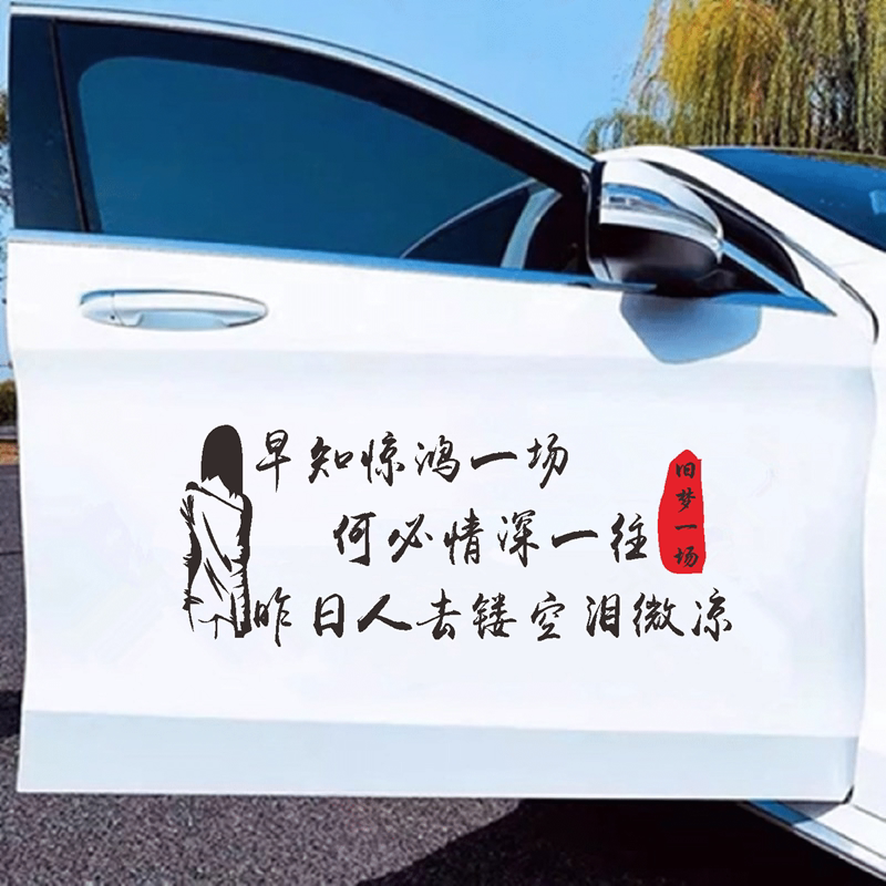 早知惊鸿一场车贴何必情深一往抖音同款歌词创意网红汽车文字贴纸