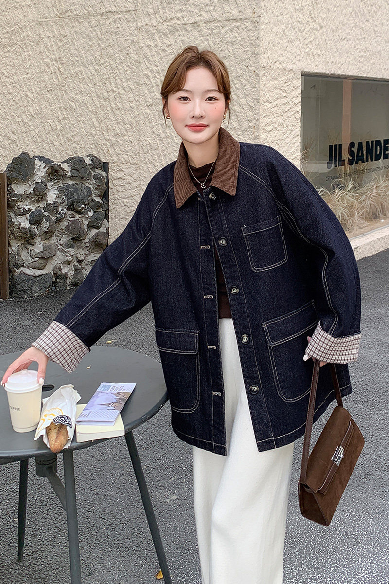 【大货】25冬装新款复古夹棉牛仔外套2C055-5097-P185控268,女装短外套,2C055