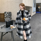 25冬装新款黑白格呢大衣2C055-5101-P185控268，女装毛呢外套，2C055