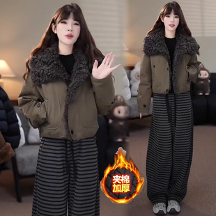 韩版 宽松显瘦工装 短款 新款 派克服棉袄外套 羽绒棉服女2025冬季 时尚