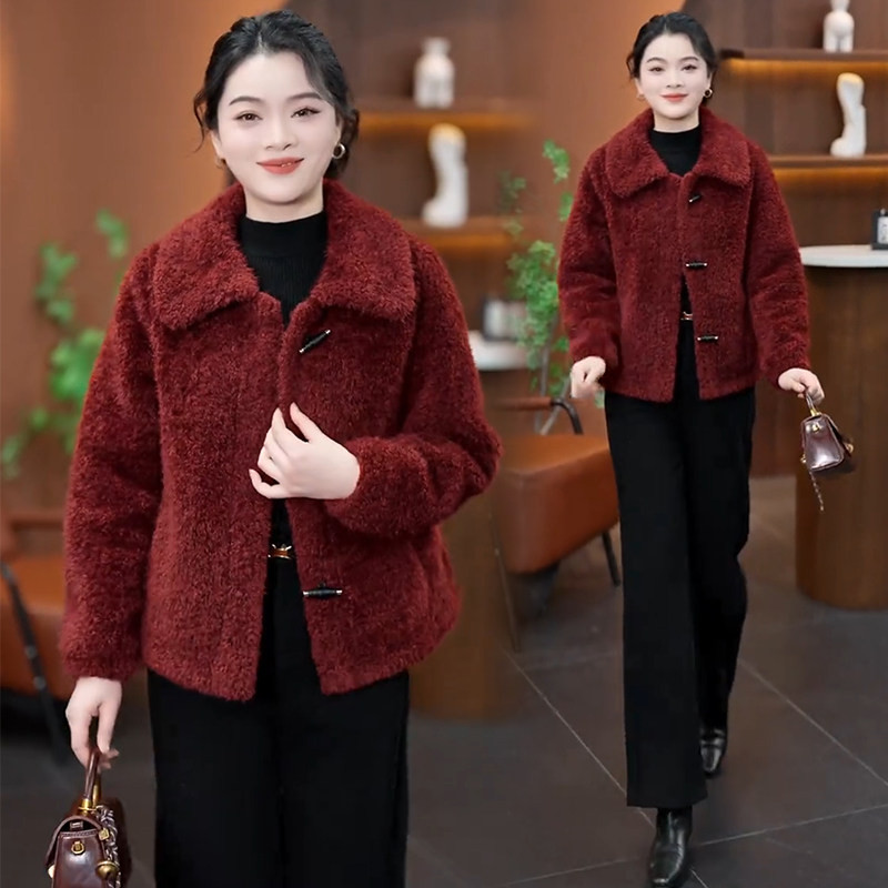 时尚羊羔毛短款外套女冬季新款洋气显瘦皮毛一体加厚保暖毛毛上衣,女装/女士精品,短外套,淘宝优惠券,粉丝福利购,淘宝优惠卷