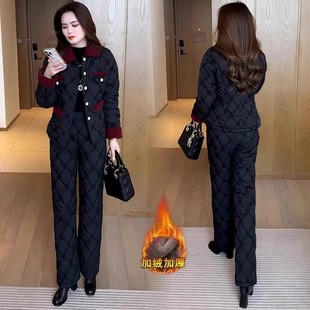 新款 女2025冬季 高级感洋气显瘦加厚保暖棉服两件套 小香风套装 时尚