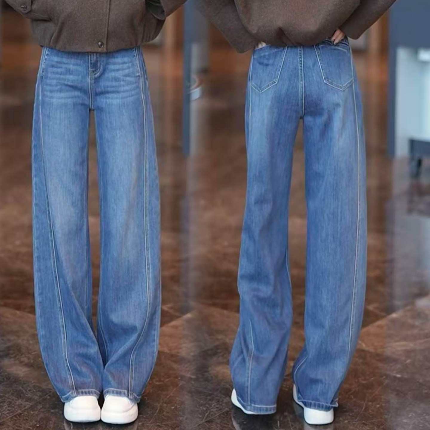 时尚阔腿牛仔裤女2026春季新款洋气高腰宽松显瘦百搭休闲直筒裤潮,女装/女士精品,牛仔裤,淘宝优惠券,粉丝福利购,淘宝优惠卷