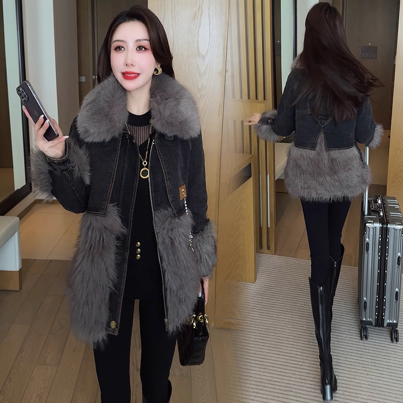 时尚牛仔气质羽绒服女2025冬季新款宽松洋气派克保暖休闲百搭外套