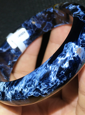 Pietersite彼得石手镯蓝色火彩猫眼58毫米贵妃镯子纳米比亚料837