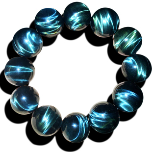 天然闪电纹黄蓝虎眼手链19mm大颗粒爆闪男士 手串手链一物一图