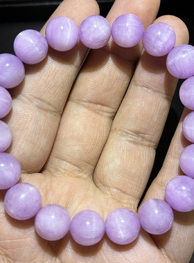 天然水晶紫锂辉手链6mm女款单圈薰衣紫水晶一物一图水晶手串饰品