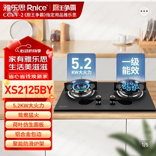 雅乐思燃气灶XS2125ZY九头鸳鸯灶 5.2KW大火力荷叶仿生面板双眼灶