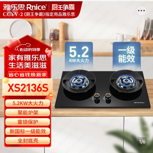 雅乐思燃气灶XS2136S家用5.2kw大火力猛火灶金属包边飞机炉头双灶