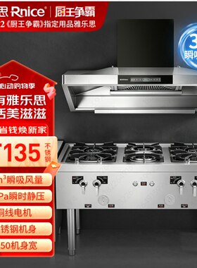 雅乐思商用抽油烟机T135不锈钢33m³爆炒超大吸力600W铜线电机智控