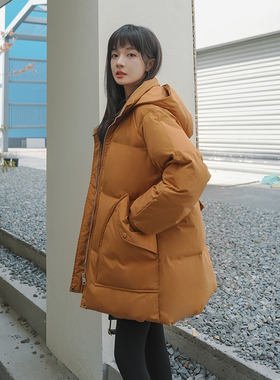 设计感小众羽绒棉服女中长款2026年新款冬学生宽松棉袄加厚面包服