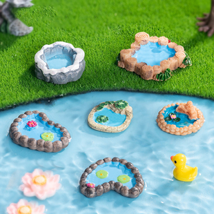 创意仿真水池塔楼微景观鱼缸水族造景DIY园艺树脂配件工艺品摆件.