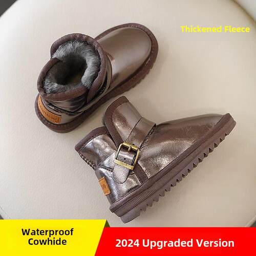 防水防滑儿童雪地靴2025冬季新女孩男孩短靴婴儿大棉鞋羊毛衬里和