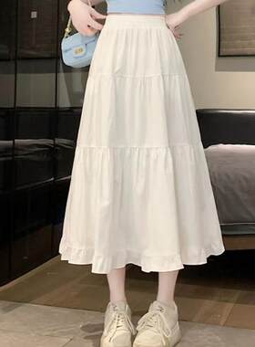 女童白色半身裙夏季套装2026新款儿童蛋糕裙女大童超好看过膝长裙