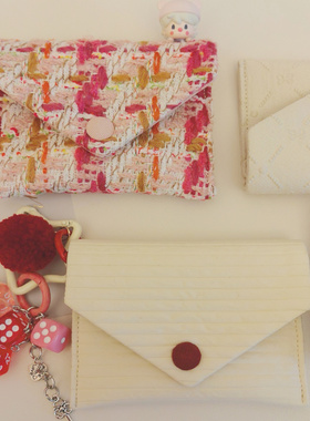 EVA布语简约编织羊毛黑白条纹精致耳机包钥匙小包挂包卡包信封包