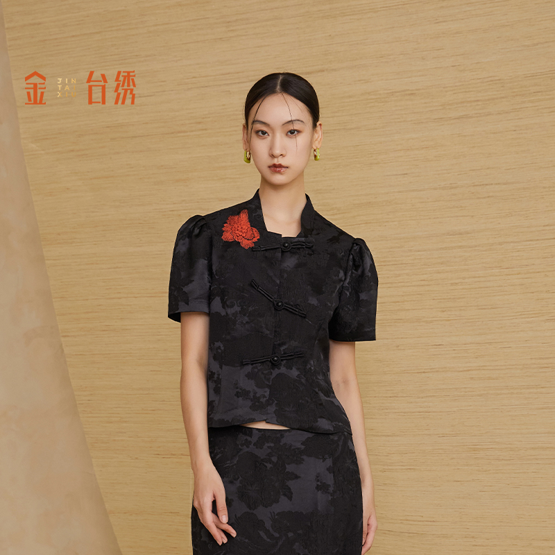 可议价金台绣瑶花静绽女手工刺绣上衣S37877