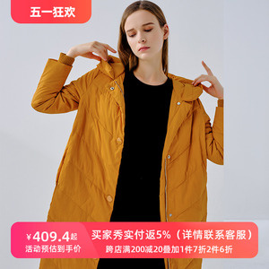 羽绒服女过膝中长款2023年冬季新款时尚连帽白鸭绒加厚外套面包服