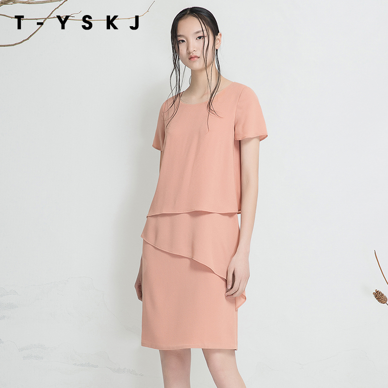 ̨ÐåTYSKJ 2018ÏÄװР¿îͨÇÚ¼ÙÁ½¼þÔ²Áì¶ÌÐäÖг¤¿îÁ¬ÒÂȹ F20232