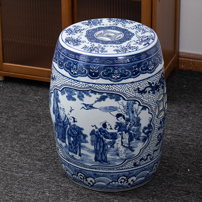 景德镇青花瓷人物陶瓷鼓凳