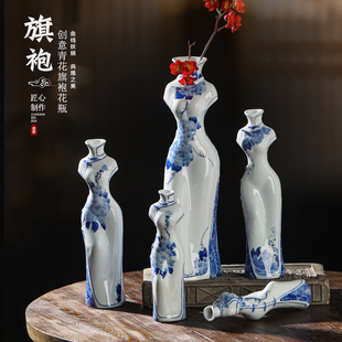 饰品创意摆设 新品 摆件家庭装 旗袍高温可是水 陶瓷器中式 陶瓷工艺