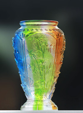 四君子琉璃花瓶摆件梅兰竹菊