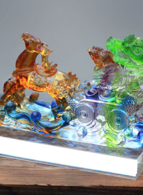 琉璃财运亨通金蟾招财风水摆件居家摆放装饰客厅桌面商务同事送礼