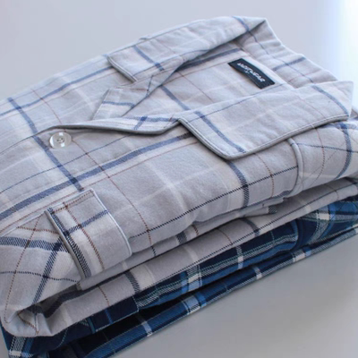 外贸日本原单日单 全棉绒布 秋冬纯棉男士长袖睡衣套装磨毛家居服