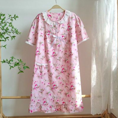 纯棉睡裙梭织棉布大码不起球