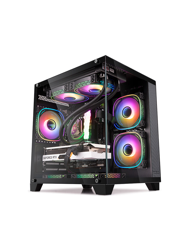 측면 투명 게임 DIY 비즈니스 바다 전망 룸 ATX|M-ATX|E-ATX 듀얼 웨이 케이스가 있는 데스크탑 컴퓨터 케이스