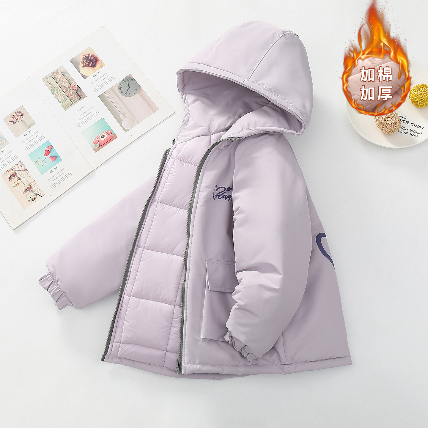 加厚棉袄中大童冬季厚防风防水