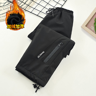 男童秋冬装加绒保暖冲锋裤儿童运动裤登山裤冬季防水户外软壳裤潮