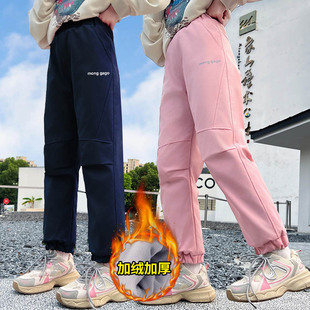 儿童冲锋裤女童防水加绒春秋裤子薄绒秋冬防风保暖滑雪裤中大童潮