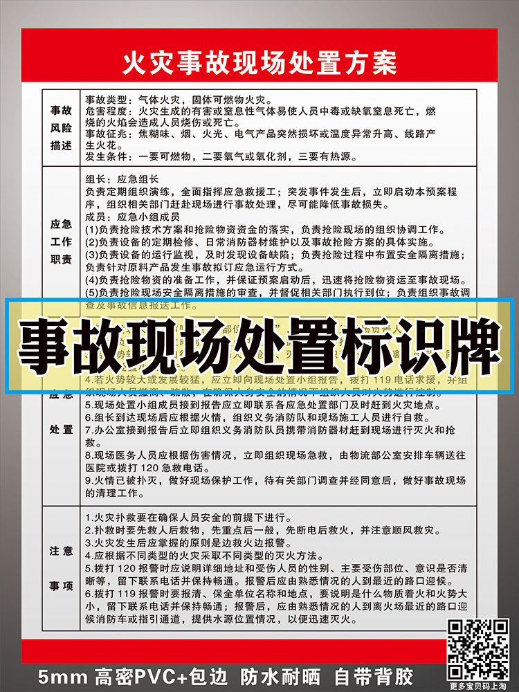 火灾事故现场处置方案机械伤害事故应急处置卡中毒和窒息车辆伤害当心
