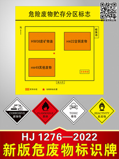 2mm冷轧钢板危险废物标识牌危废标识贴纸不干胶标签标示牌危废间危险品危废库固废标贴危险废物贮存分区标志