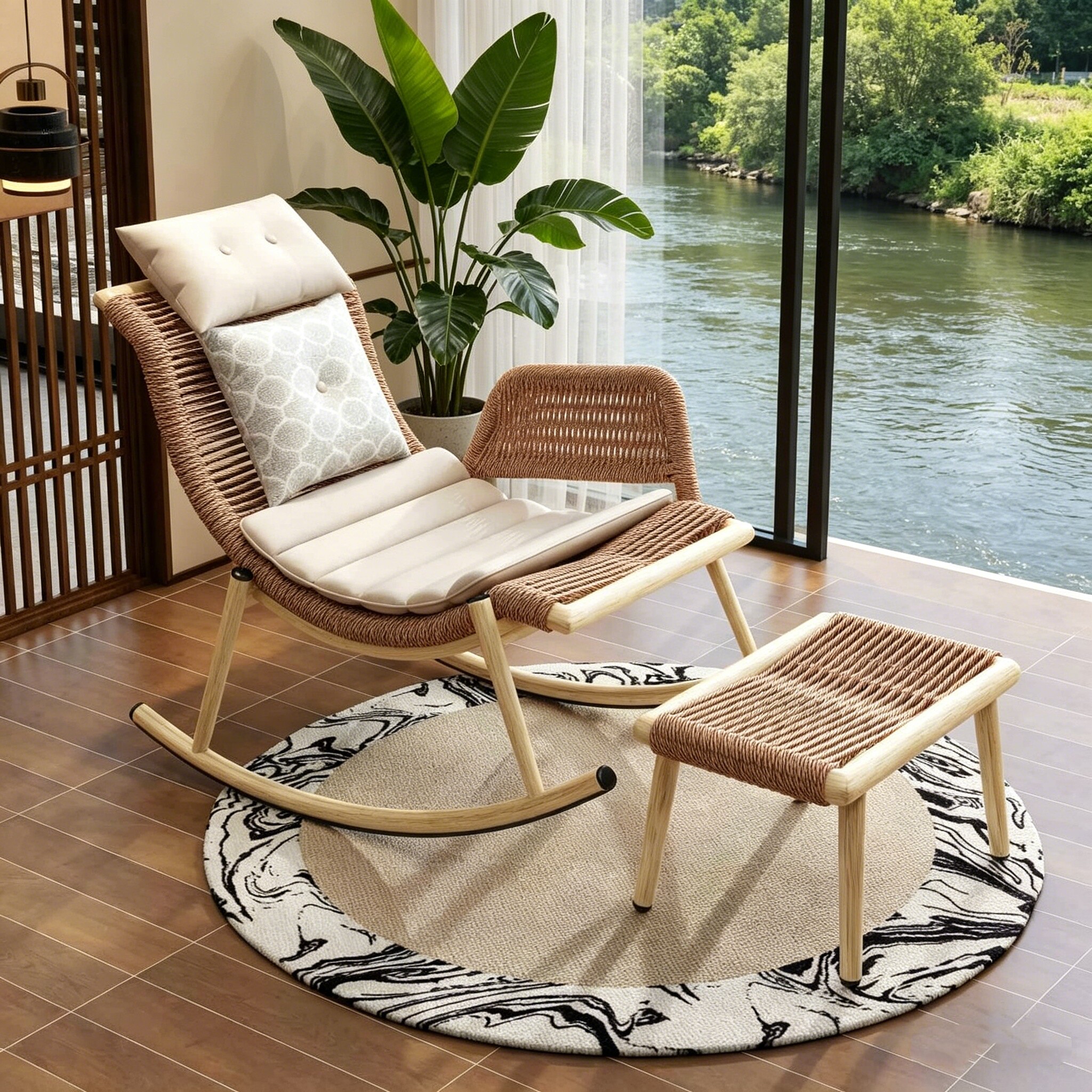 摇摇椅躺椅阳台家用休闲户外庭院藤编椅2026新款懒人沙发坐睡两用
