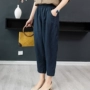 Quần thun lưng rộng ống rộng chân cotton cotton chín quần nữ harem 2019 quần mỏng mùa hè mới - Quần Harem quần nhung nữ thu đông