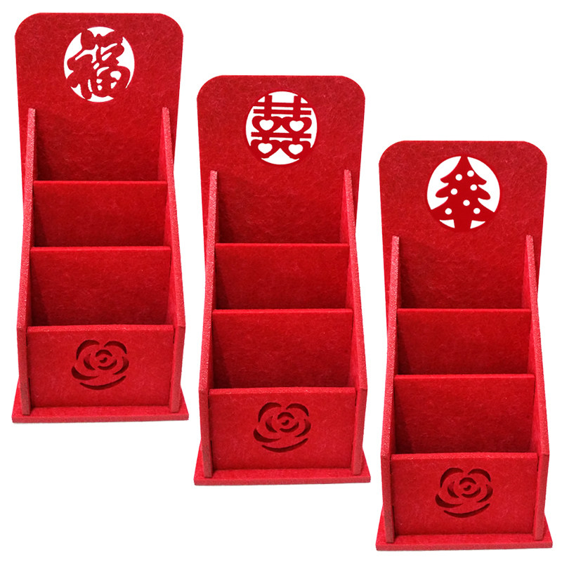 圣诞节新年婚庆装饰迷你桌面摆件春喜福字树新创意储物收纳盒笔筒